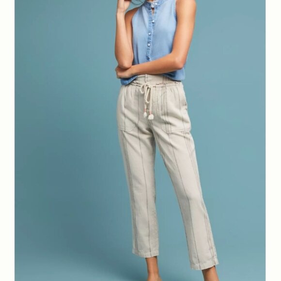 ANTHROPOLOGIE  Seashore  Linen Striped pants Sz.XS - Picture 2 of 11